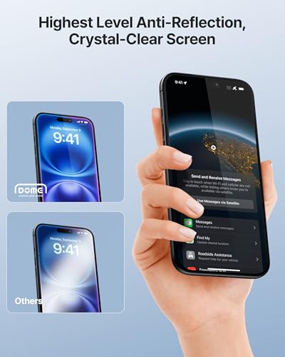 DOME GLASS Whitestone 2PACK EZ GLASS AR for iPhone 17 Series [Super Anti-Reflection], Full Coverage [Easy Install] Tempered Glass Screen Protector [2pack] (iPhone 17 Air) - size: iPhone 17 Air