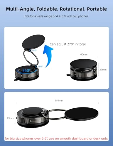 TOPAUX for Magsafe Car Phone Holder 360°Adjustable Vacuum Car Phone Stand