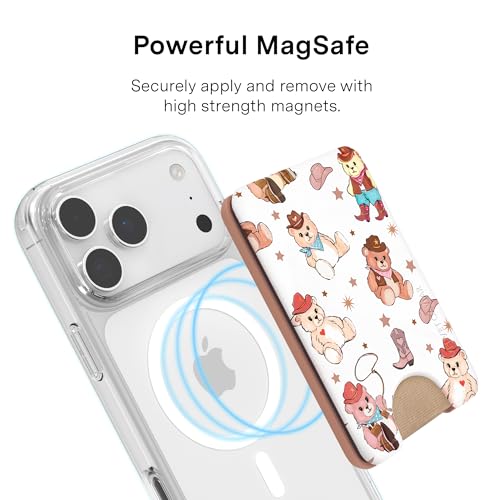 VELVET CAVIAR compatible with MagSafe Wallet 2.0 | Magnetic Card Holder Wallet for iPhone 17/16/15/14/13/12 or Phone Cases compatible with MagSafe | Cowboy Teddy - color: Cowboy Teddy