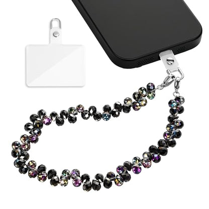 Phone Charm Detachable Metal Cellphone Wrist Strap for Women Girls, Cell Phone Lanyard - color: Bb-black