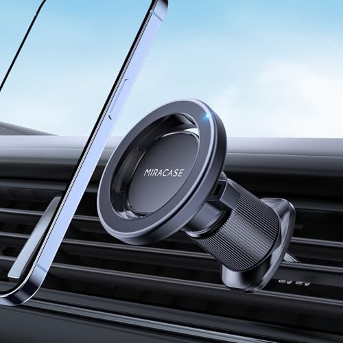 Miracase Car Phone Holder for Magsafe [Strong Magnets] Magnetic Phone Holders for Your Car, 360°Adjustable Air Vent Hands Free GPS Navigation Mount Cradle Fit iPhone 17-12 & All Smartphones, Black - color: Dark Black