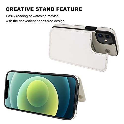 ONETOP for iPhone 12 Mini Wallet Case with Card Holder,White - color: White
