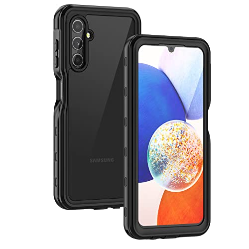 Lanhiem for Samsung Galaxy A14 5G Case, IP68 Waterproof Dustproof, Built-in Screen Protector, Heavy Duty Full Body Protective Phone Case for Galaxy A14 5G, Black/Clear - color: Black