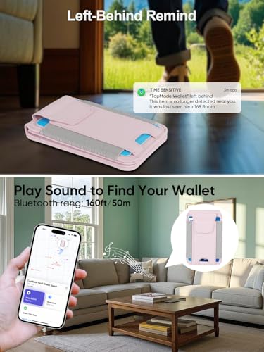 for MagSafe Wallet Works with Apple Find My, Strongest Magnetic Wallet - color: Pink