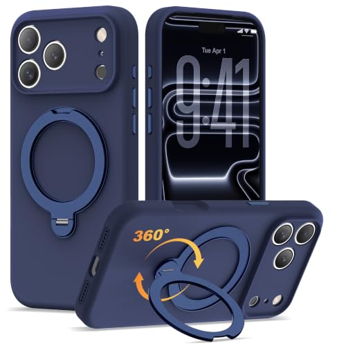 Case for iPhone 17 Pro Max with 360°Spin Stand,6.9" Dark Blue | Magnetic 360°Spin Stand,Compatible with Mag-Safe,Soft Silicone 17 Pro Max Case - color: Dark Blue, size: Iphone 17 Pro Max