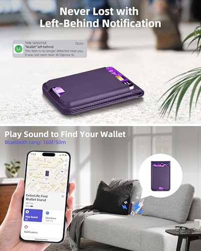 ExtreLife For Magsafe Wallet, Works with Apple Find My, 6 Cards Holder - color: Dark Purple