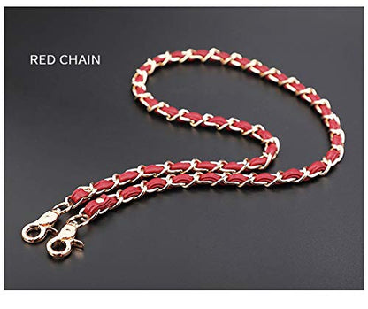 UnnFiko 43" DIY Bag Purse Chain Strap Replacement Crossbody Bag Straps Purse Accessories Straps Handmade Shoulder Bag Charms for Handbag Bags (Red & Gold, Metal Chain) - color: Red & Gold