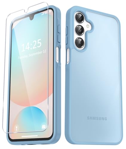 YENAPOON for Samsung Galaxy A16 5G Case, Matte Phone Case, Light Blue | with 1 Screen Protector, Frosted Translucent Back, Slim Shockproof Protective Cover - color: Light Blue, size: for Galaxy A16 5G