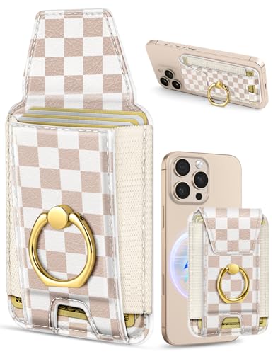 Shorogyt Compatible with Magsafe Wallet with Grip, Khaki Plaid - color: Khaki Plaid