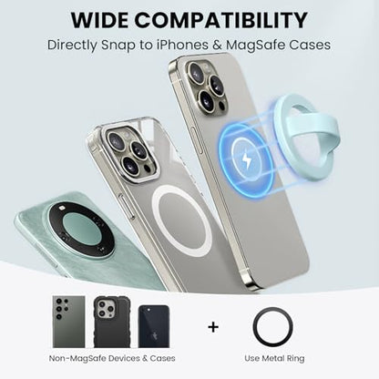 Magnetic Silicone Ring Grip Phone Holder, Loop Grip Phone Holder,Magnetic Phone Loop,Magsafe Phone Grip,Compatible with Magsafe for iPhone 16/15/14/13/12 Series (Blue) - color: Blue