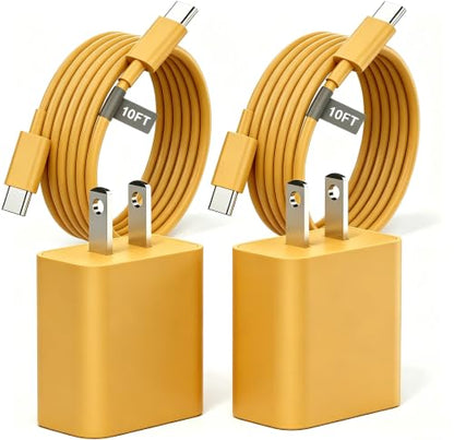 iPhone 17 16 15 Charger Fast Charging 10FT, 20W USB C Charger Block & Cable - color: Yellow