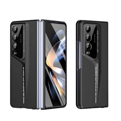 Smartphone Flip Cover for Samsung Galaxy Z Fold 4 Case with Built-in Screen Protector, Ultra Slim, Shockproof, Anti-Scratches, Hard PC Protective Phone Case for Galaxy Z Fold 4(Black) - color: Black