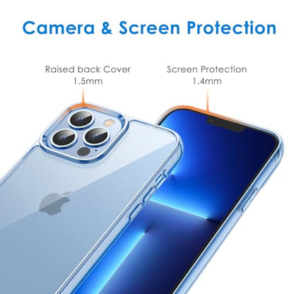 JETech Case for iPhone 13 Pro 6.1-Inch, Non-Yellowing Shockproof Phone Bumper Cover, Anti-Scratch Clear Back (Sierra Blue) - color: Sierra Blue
