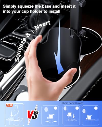 Vitog 2-in-1 Phone Holders for Your Car, Universal Cup Holder Phone Holder - color: Black(360° Rotation)