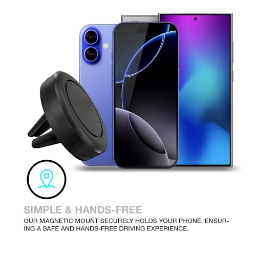 MAXBOOSTPOWER Universal Smartphone Holder - Air Vent Magnetic Car Mount (4 Pack Black) Compatible with iPhone 12/13/14/15/16 & Galaxy LG Android Cell Phone