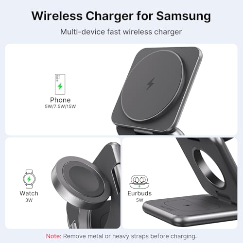 KU XIU 3 in 1 Charging Station for Samsung Phone Watch Buds - color: Grey 1