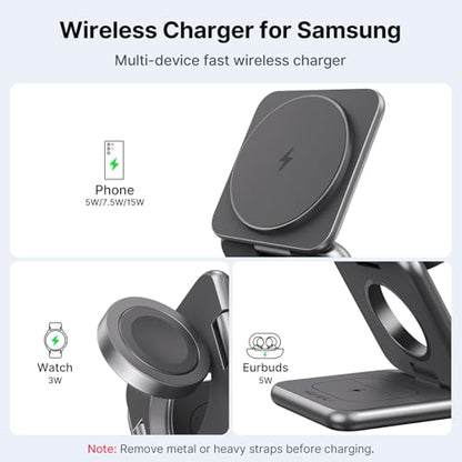 KU XIU 3 in 1 Charging Station for Samsung Phone Watch Buds - color: Grey 1
