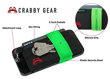 Front Pocket Wallet - Minimalist Wallet - Green - Elastic - Everyday Carry Cards, Cash, Phone, Keys - Securely Holds for Easy Access - Lobster Claw Keychain Included- Ultra Thin 4"x2"… - color: Green