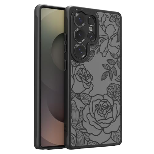 for Samsung Galaxy S25 Ultra Case,Cute Floral Black Rose Pattern Sleek Slim Protective Phone Case for Women Girls,Aesthetic Pattern Print TPU Bumper Shockproof Cover for S25 Ultra - color: Black Rose, size: S25 Ultra