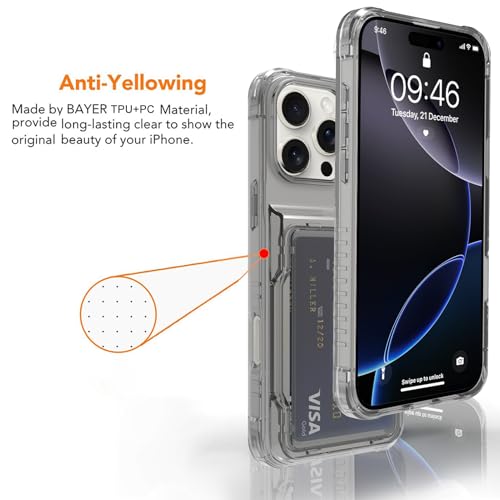 Wallet Case for iPhone 16 Pro Max with 3 Credit Card Holder Slot | Shockproof Hybrid Heavy Duty Protection Clear Phone Cover Compatible with iPhone 16 Pro Max 2024 (Clear Black) - color: Clear Black, size: iPhone 16 Pro Max