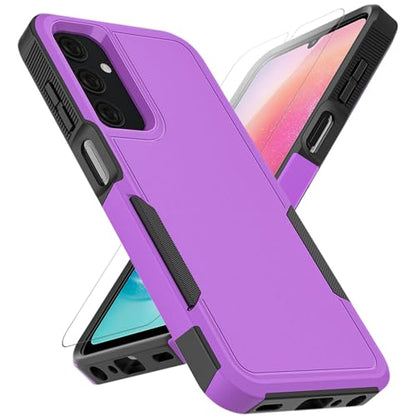 MDCN for Galaxy A25 5G Case: Dual Layer Protective Heavy Duty Cell Phone Cover Shockproof Rugged with HD Screen Protector - Military Protection Bumper Tough - Galaxy A25 5G 2024, Purple - color: Purple (PC) + Black (TPU)