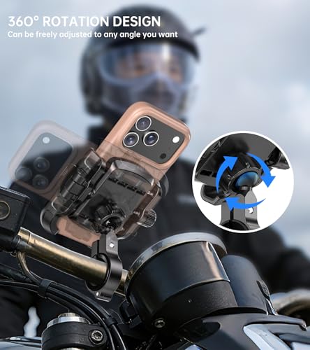 Kewig Motorcycle Phone Mount Holder with Aluminum Alloy Mounting Base
