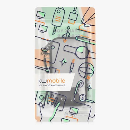 kwmobile Neoprene Sleeve for Smartphone Size XXL - 7" - Shock Absorbing Pouch Case - Protective Phone Bag - Curious Cat Grey/Black - style: Curious Cat 22-01