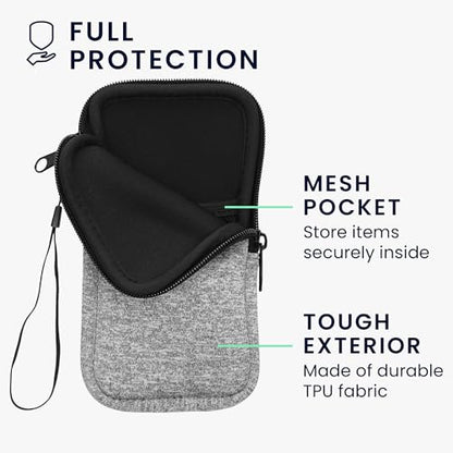 kwmobile Universal Phone Pouch Size XXL - 7" - Neoprene Smartphone Pouch with Zip - Water-Repellent Mobile Phone Case - Sleeve in Light Grey/White - color: light grey / white, size: XXL - 7"