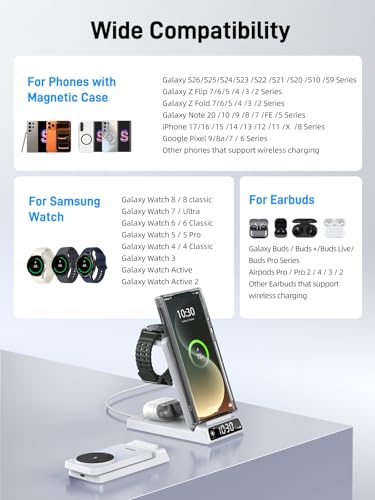 Magnetic Wireless Charger for Samsung, Nightstand Travel Android Charger - color: White