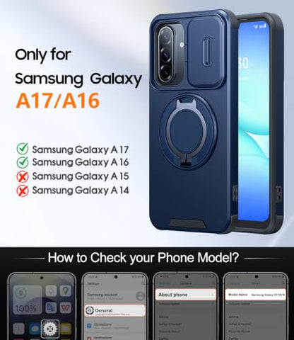 JAME for Samsung Galaxy A17/A16 5G Phone Case with Stand Slide Camera Cover - color: Blue, size: Galaxy A16/A17