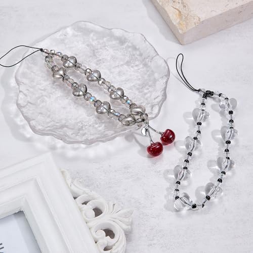 BEEFLYING Beaded Phone Charm Wrist Strap for Case - color: Transparent