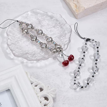BEEFLYING Beaded Phone Charm Wrist Strap for Case - color: Transparent