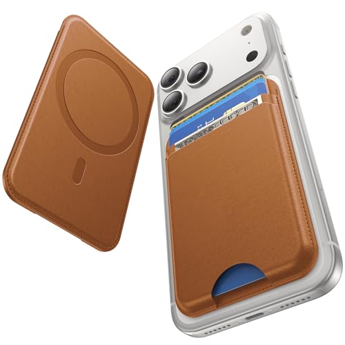 for MagSafe Wallet, 5 Card Holder, Slim Leather Magnetic Wallet for iPhone 17/16/15/14/13/12 Pro Max Plus Air Series, 1 Card Slots & 1 Cash Slot,Brown - color: Brown