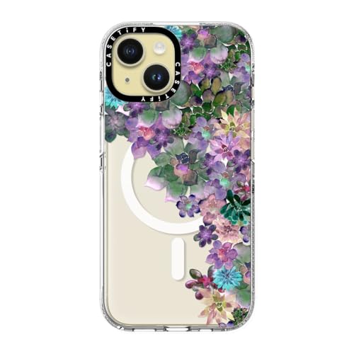 CASETiFY for iPhone 15 Case - Impact Clear Compatible with MagSafe | Not Yellowing | 6.6 ft. 3X Military Grade Drop Protection | MY SUCCULENT GARDEN | Clear - color: MY SUCCULENT GARDEN, size: Iphone 15 (6.1")
