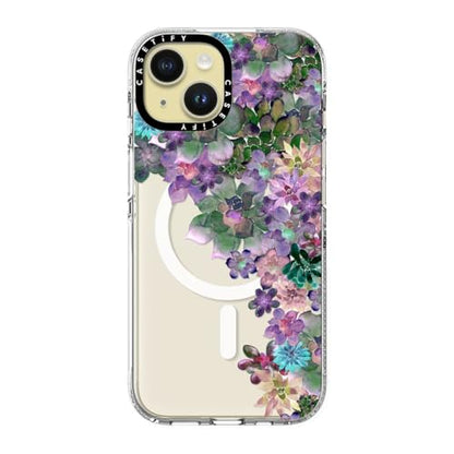 CASETiFY for iPhone 15 Case - Impact Clear Compatible with MagSafe | Not Yellowing | 6.6 ft. 3X Military Grade Drop Protection | MY SUCCULENT GARDEN | Clear - color: MY SUCCULENT GARDEN, size: Iphone 15 (6.1")
