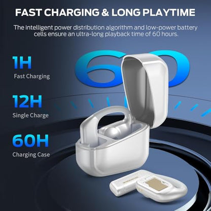 Monster Open Ear AC310 Headphones, Bluetooth 5.4 Wireless Earbuds with HiFi Sound, Open Ear Earbuds with 60H Playtime, ENC Clear Call, Touch Controls, IPX5 Resistance Wireless Headphones (Light White)