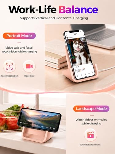 Wireless Charger YUWISS Wireless Charging Stand Cordless Charger 10/7.5/5W Compatible with iPhone 14 13 12/12 /11Pro Max/XR/XS Max/XS/X/8/8Plus Galaxy S22/S21/S9/S9+/S8/S8+ Note (Rose Gold) - color: Rose Gold