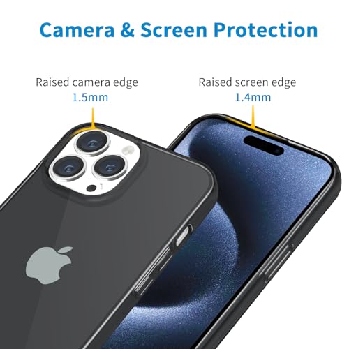 JJGoo Compatible with iPhone 15 Pro Case Clear, Soft Clear Fiexible TPU Phone Cases, Shockproof Transparent Bumper Cover Slim Thin Phone Case, Translucent Black - color: Black
