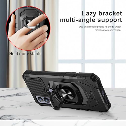 for Cricket Magic 5G, AT&T Propel 5G (U6080AA/AC) - Shockproof Protective Phone Case w/Ring Stand - RS7 Black - color: RS7 Black
