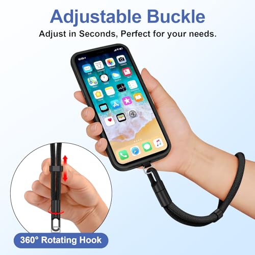 Meliya Phone Wrist Strap, 2 Pack Adjustable Cell Phone Lanyard Strap with 2 Tether Tabs for Smartphones - color: Black/Black