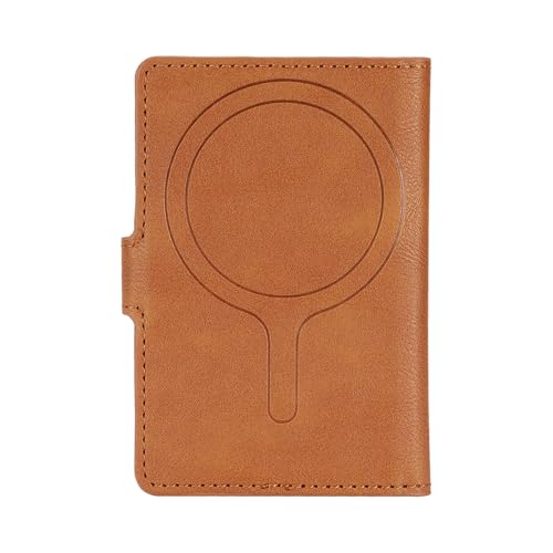 Ultra-Thin Magnetic Wallet and Card Holder (brown) | Compatible with All Magnetic Protective Case,Premium PU leather, stand function, 6 card slots; Fits iPhone17/16/15/14series - color: brown