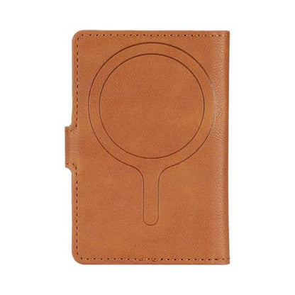 Ultra-Thin Magnetic Wallet and Card Holder (brown) | Compatible with All Magnetic Protective Case,Premium PU leather, stand function, 6 card slots; Fits iPhone17/16/15/14series - color: brown