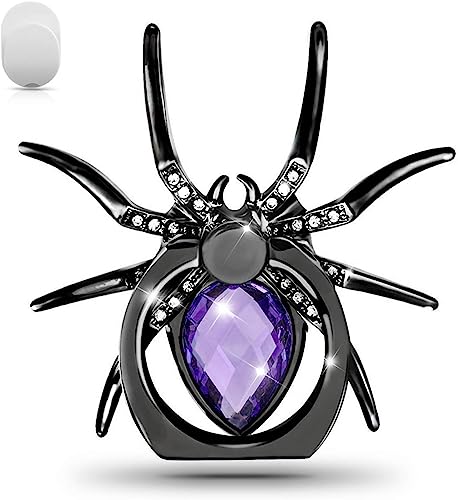 Spider Ring Holder Stand for Mobile, Tablets, 360 Degree Rotation Universal Finger Kickstand with Polished Metal Phone Grip for Cell Phone (Purple) - color: Purple