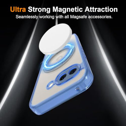 Magnetic Case for Google Pixel 10a Phone 2026 with Rotating Stand, Slim Non-Yellowing Transparent Clear Shockproof Cover with Wireless Charging (Blue) - color: Blue, size: Pixel 10a