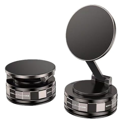 Magnetic Phone Holder for Car 2.01 Inch, Super Strong Vacuum Suction Cup, 360° Rotation Magsafe Car Mount for Dashboard Windshield, Foldable Aluminum Car Accessories for iPhone Samsung