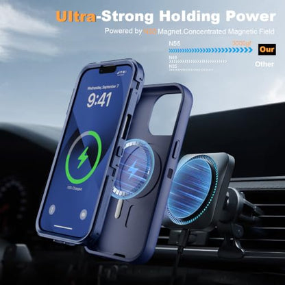 Follaroma for iPhone 13 Case with Stand & Built-in Camera Cover, MagSafe Compatible, Heavy-Duty Shockproof Protection, Magnetic & Rugged Phone Cover for iPhone 13 6.1'', Navy - color: Navy