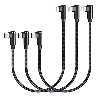 USB C to Lightning Cable 1ft MFi Certified 90 Degree iPhone Charger 3 Pack - size: 1FT