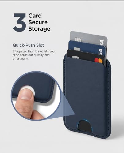 ENCASED Magnetic Wallet for Samsung Phones (Compatible with MagSafe) Premium PU Leather Slim Card Holder Designed for Galaxy S26, S26 Plus, S26 Ultra (Dark Blue) - color: Blue