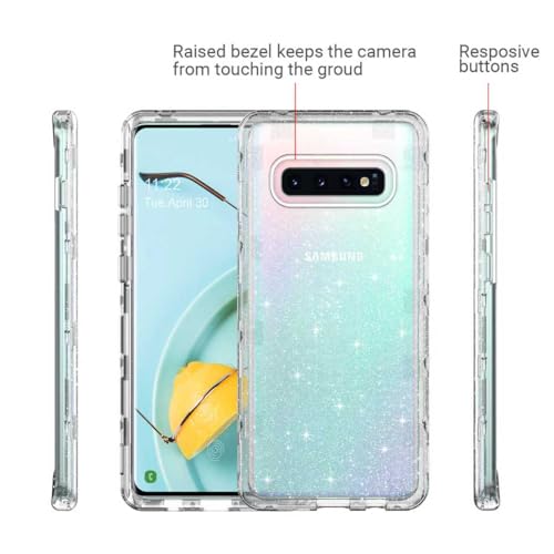 ULAK Compatible with Galaxy S10 Plus Case Bling Back Cover, Clear Glitter | Shiny Glitter Heavy Duty Shockproof Protection Sparkle Soft TPU Protective for Samsung Galaxy S10 Plus 6.4 inch - color: Clear Glitter