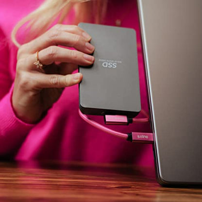 KONDOR BLUE x iJustine | 6' FT USB-C to USB-C Right Angle | USB 3.1 Gen 2, 10Gb/s Data Transfer Speeds, 100W Charging, & 4K Display Support | Pink - size: 6 Foot